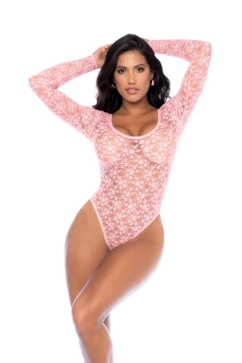 Svetloružové čipkované body 8917