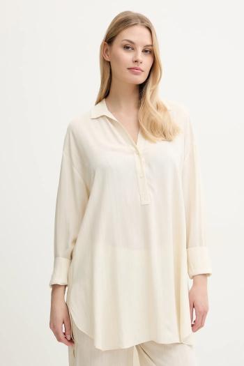 Nočná košeľa Calvin Klein Underwear dámska, béžová farba, 000QS7255E