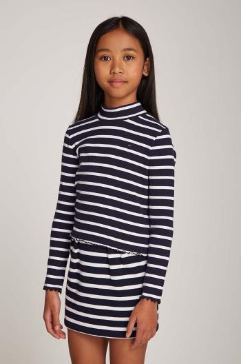 Detské tričko s dlhým rukávom Tommy Hilfiger tmavomodrá farba, s polorolákom, KG0KG08174