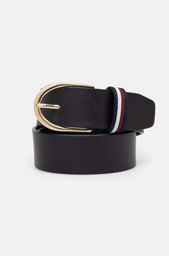 Kožený opasok Tommy Hilfiger dámsky, tmavomodrá farba, AW0AW16596