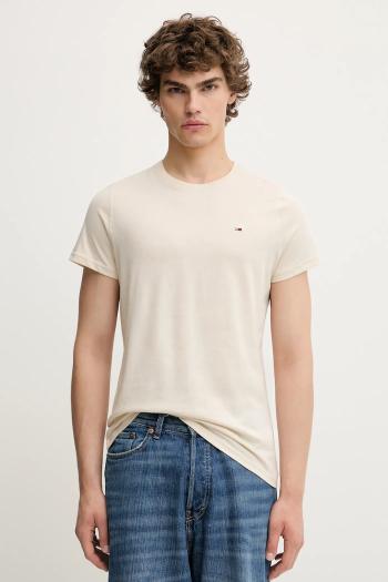 Bavlnené tričko Tommy Jeans pánske, biela farba, jednofarebné, DM0DM04411