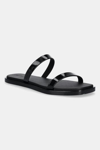 Šľapky Calvin Klein DOUBLE BAR SLIDE - JELLY čierna farba, HW0HW02417