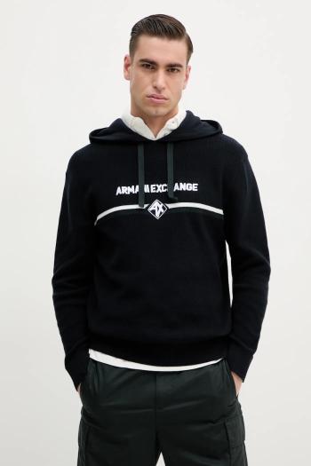 Bavlnený sveter Armani Exchange pánsky, tmavomodrá farba, tenký, s rolákom, XM000180 AF11960