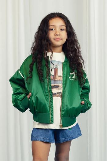Detská bunda bomber Mini Rodini Note zelená farba, 2521010375