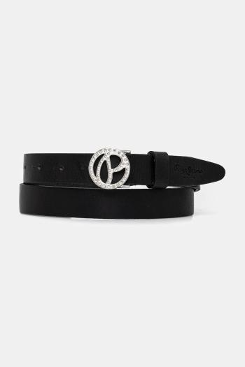 Kožený opasok Pepe Jeans ATHEMOND BELT dámsky, čierna farba, PL020866