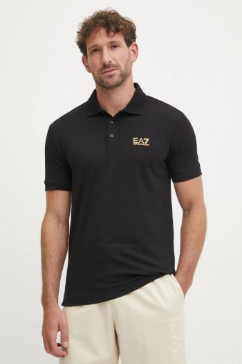 Polo tričko EA7 Emporio Armani pánske, čierna farba, s potlačou, PJVQZ.8NPF14