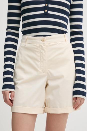 Šortky Tommy Hilfiger dámske, béžová farba, jednofarebné, vysoký pás, WW0WW42457