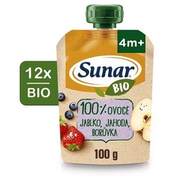 Sunar BIO ovocná kapsička jablko, jahoda, čučoriedka 12× 100 g (8592084416027)