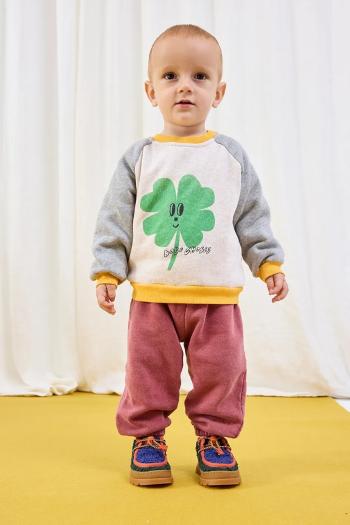 Detské bavlnené tričko s dlhým rukávom Bobo Choses Lucky Clover biela farba, s potlačou, 225AB041
