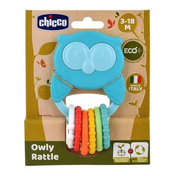 Chicco Chrastítko sova s kroužky,CHICCO Hryzačka s hrkálkou so senzorickými krúžkami Eco+ Sova Owly 3m+