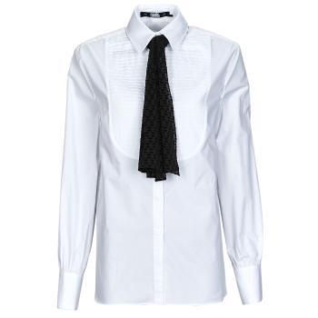 Karl Lagerfeld  BIB SHIRT W/ MONOGRAM NECKTIE  Košele a blúzky Biela