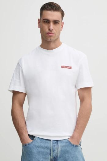 Bavlnené tričko Calvin Klein pánske, biela farba, s potlačou, K10K114158