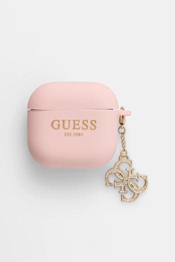 Obal na slúchadlá Guess AirPods 4 cover ružová farba, GUA4LECG4P