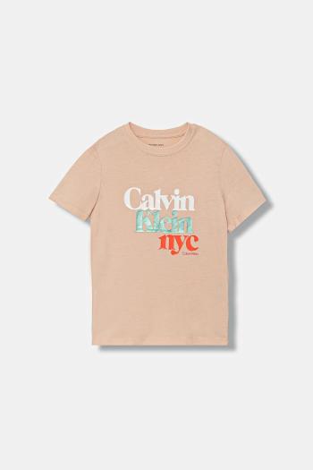 Detské bavlnené tričko Calvin Klein Jeans oranžová farba, IG0IG02991
