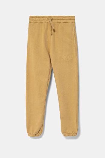 Detské bavlnené tepláky Guess žltá farba, s nášivkou, L5RQ14 KAD74