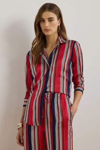 Košeľa Lauren Ralph Lauren dámska, červená farba, slim, s klasickým golierom, 200957053