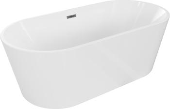 MEXEN/S - Luna vaňa voľne stojaca 160 x 75, biela, sifón a prepad grafit kartáčovaná 52031607500-66