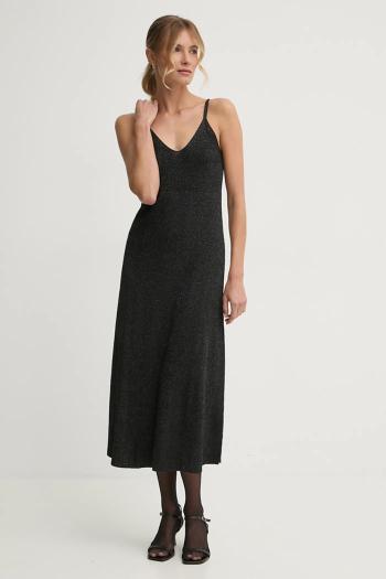 Šaty Pepe Jeans NOELIA čierna farba, midi, áčkový strih, PL953643