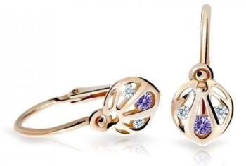 Cutie Jewellery Slušivé detské náušnice z ružového zlata C2265-10-X-4 fialová