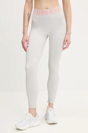 Tréningové legíny Calvin Klein Performance šedá farba, s potlačou, LVGWS5L616