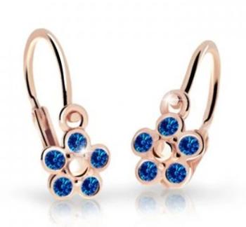 Cutie Jewellery Detské kvietkové náušnice z ružového zlata C2744-10-X-4 modrá