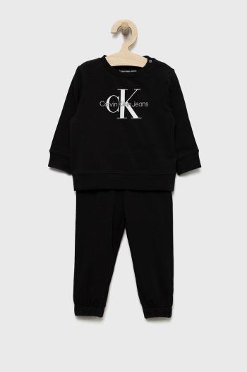 Detská tepláková súprava Calvin Klein Jeans čierna farba