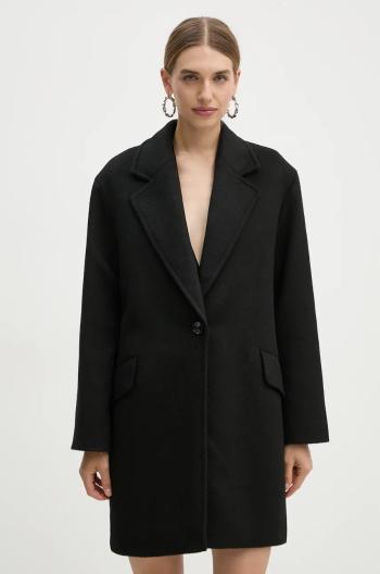 Kabát s prímesou vlny Boss Orange čierna farba, prechodný, oversize, 50518564