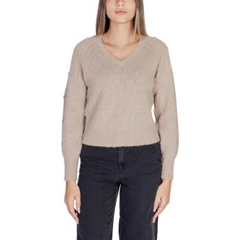 Vila  VITULI L/S V-NECK GLITER KNIT TOP/PB 14098057  Svetre Zlatá