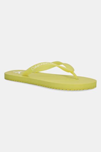 Šľapky Calvin Klein Jeans BEACH SANDAL TRANSPARENT TPU zelená farba, na plochom podpätku, YW0YW01829