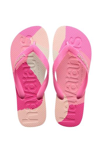 Šľapky Havaianas TOP LOGOMANIA COLORS II dámske, ružová farba, na plochom podpätku, 4147526-0129