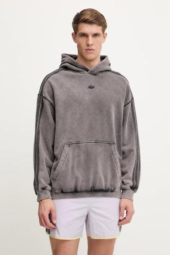 Bavlnená mikina adidas Originals Essential šedá farba, s kapucňou, jednofarebná, JD0245