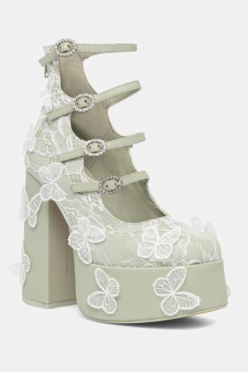 Lodičky Koi Footwear Wild Lotus Butterfly Lace Platform Heels zelená farba, na podpätku, DBP47