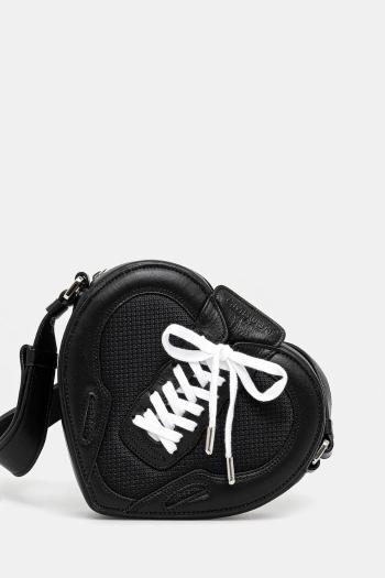 Kožená kabelka Strapped Heart Shoulder Bag čierna farba, 12115063