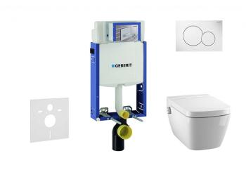 GEBERIT - Kombifix Modul na závesné WC s tlačidlom Sigma01, alpská biela + Tece One - sprchovacia toaleta a doska, Rimless, SoftClose 110.302.00.5 NT1