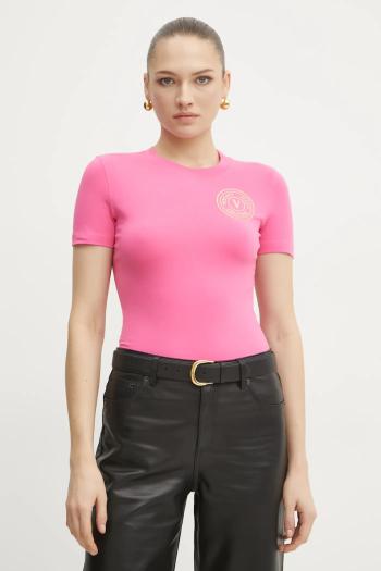 Tričko Versace Jeans Couture dámske, ružová farba, 78HAHT00 CJ03T