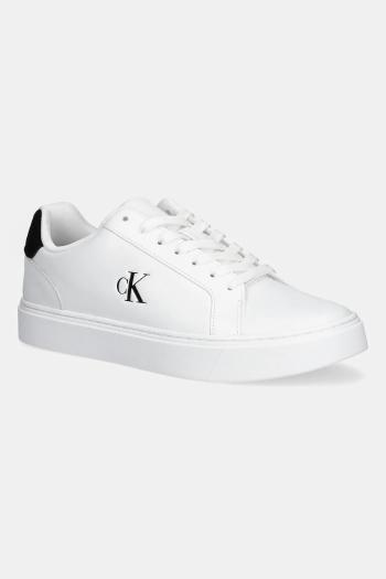 Kožené tenisky Calvin Klein CLASSIC CUPSOLE LACEUP LTH biela farba, YM0YM01435