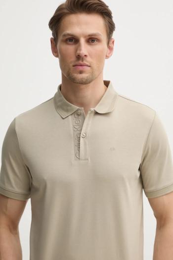 Bavlnené polo tričko Calvin Klein béžová farba, jednofarebné, K10K114135