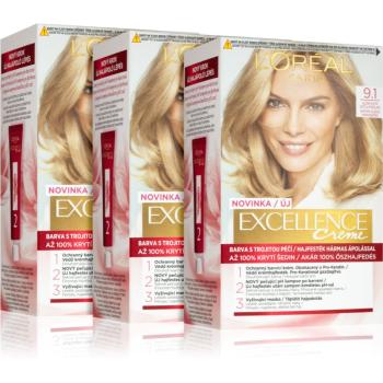 L’Oréal Paris Excellence Creme farba na vlasy výhodné balenie odtieň 9.1