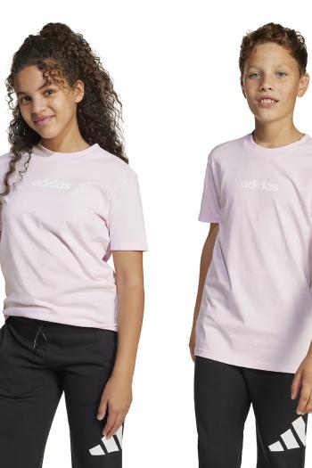 Detské bavlnené tričko adidas ružová farba, s potlačou, JC9750
