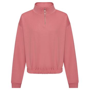 Just Hoods Dámska crop top mikina s krátkym zipsom - Dusty rose | L