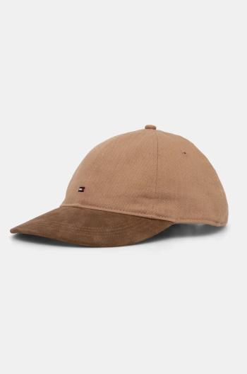 Bavlnená šiltovka Tommy Hilfiger hnedá farba, jednofarebná, AM0AM13385