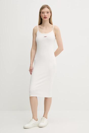 Šaty Tommy Jeans béžová farba, midi, priliehavé, DW0DW20330