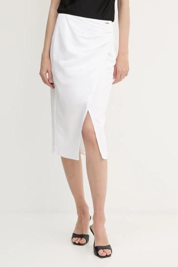 Sukňa Armani Exchange biela farba, midi, rovný strih, XW000458 AF12814