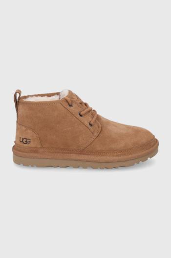 Semišové topánky UGG Neumel dámske, hnedá farba, na plochom podpätku, zateplené, 1094269.CHE