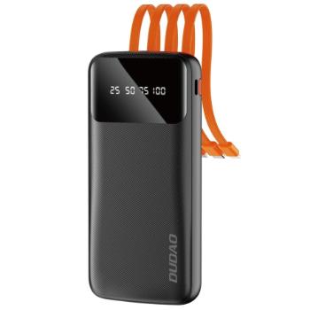 Dudao K6Pro Power Bank 10000mAh 2x USB + kábel USB / USB-C / Lightning / Micro USB, čierny (K6Pro-black)