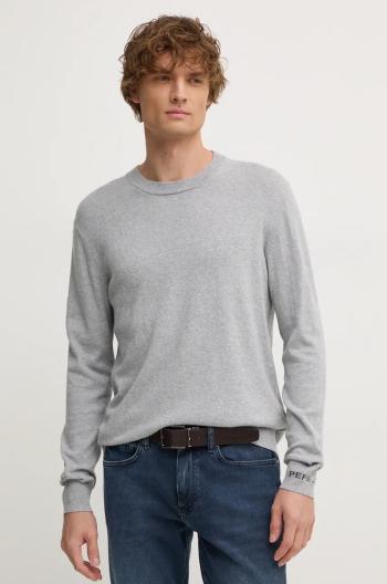 Sveter s prímesou vlny Pepe Jeans NEW ANDRE CREW NECK pánsky, šedá farba, tenký, PM702469