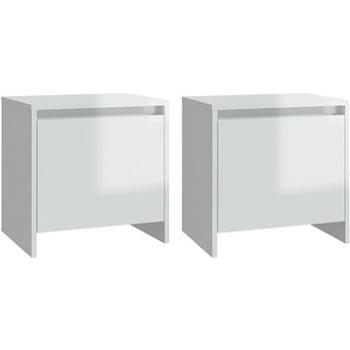 SHUMEE Nočné stolíky 2 ks biele vysoký lesk 45 × 34 × 44,5 cm drevotrieska, 809876
