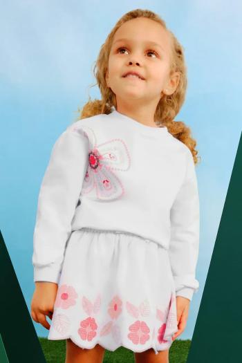 Detská ľanová sukňa Mayoral béžová farba, mini, áčkový strih, 3903