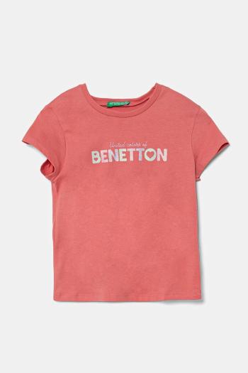 Detské bavlnené tričko United Colors of Benetton ružová farba, 3I1XG10HU