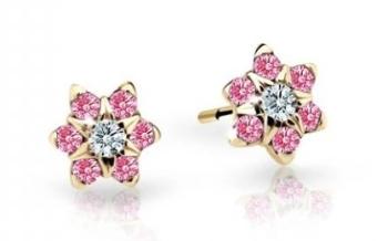 Cutie Jewellery Pôvabné detské náušnice zo žltého zlata C2152-30-X-1 fuchsiová